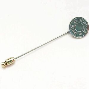 Hermès Silver Logo Stick Pin Vintage Clous de Selle Lapel Pin Brooch